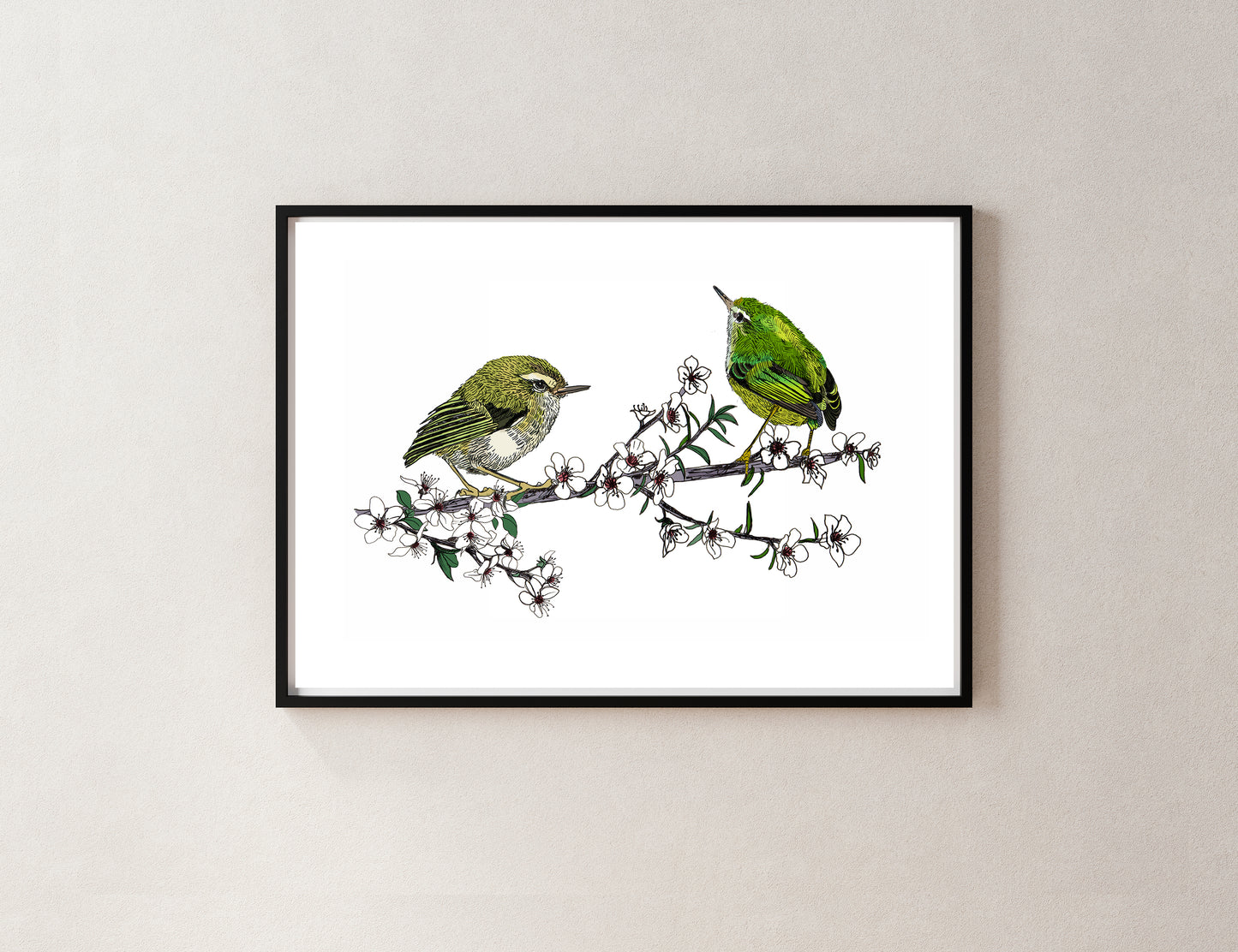 Tītipounamu & Mānuka – NZ Native Bird & Botanical Giclée Art Print