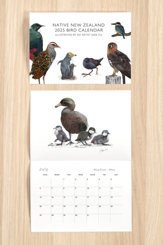 Native New Zealand 2025 Bird Calendar