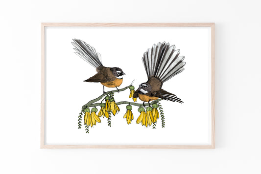 Fantail Kowhai Print