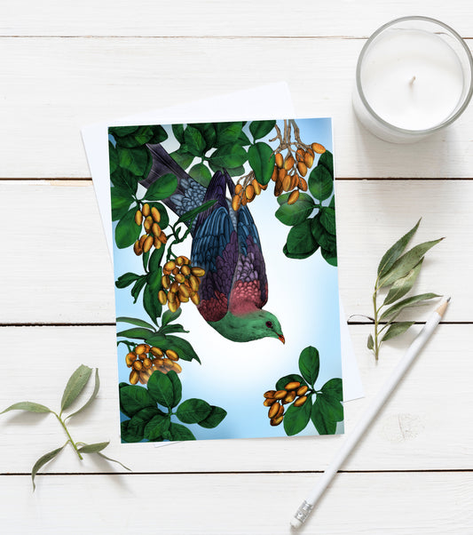 Kereru & Karaka greeting card