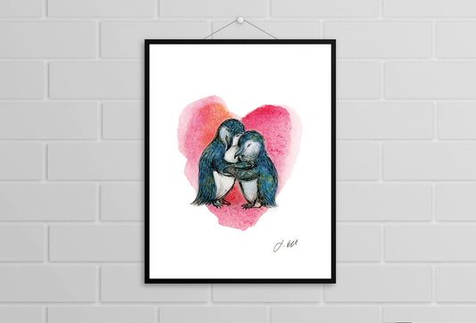 Kororā penguin heart print