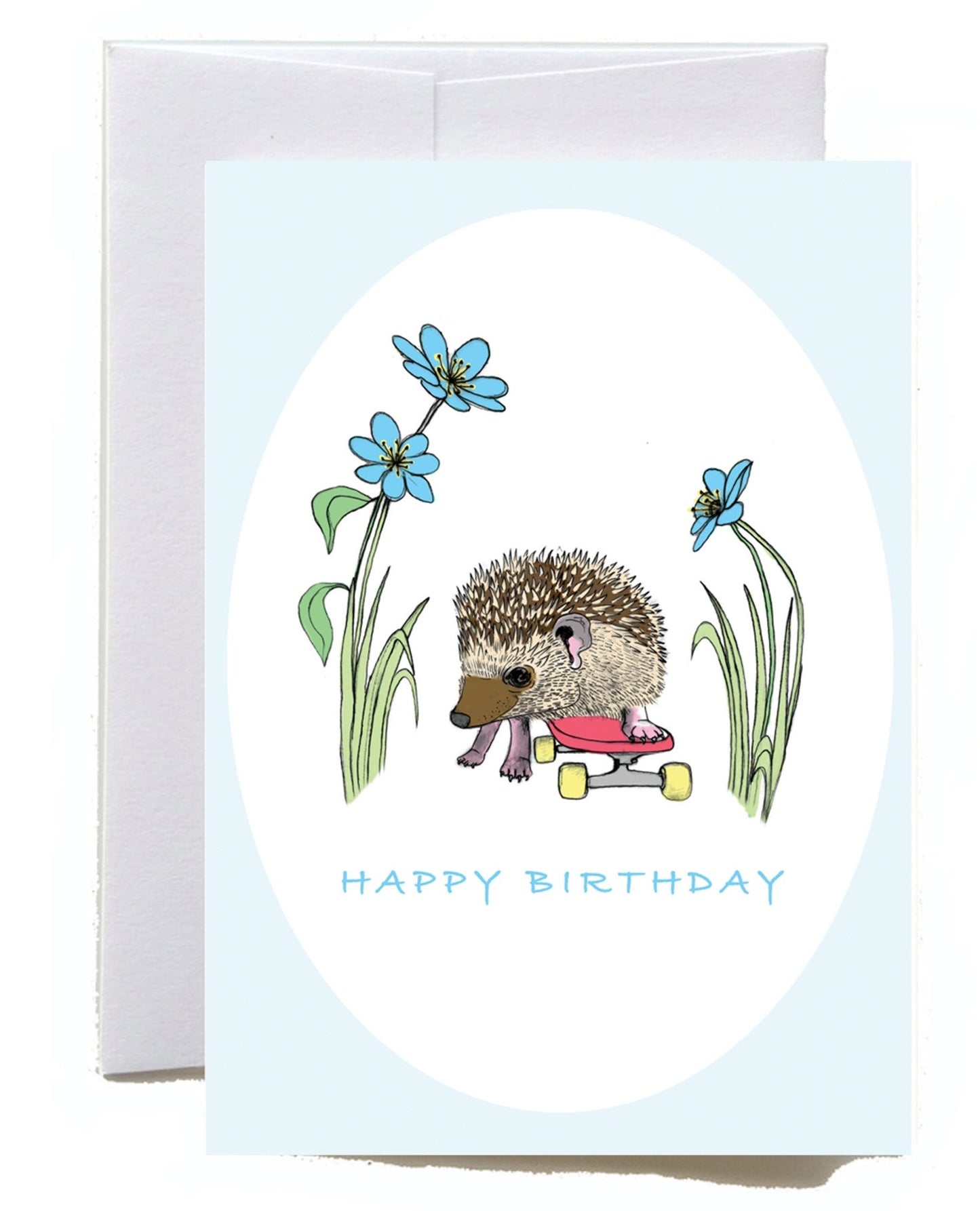 Hedgehog on skateboard greeting card - tuiornottui.com