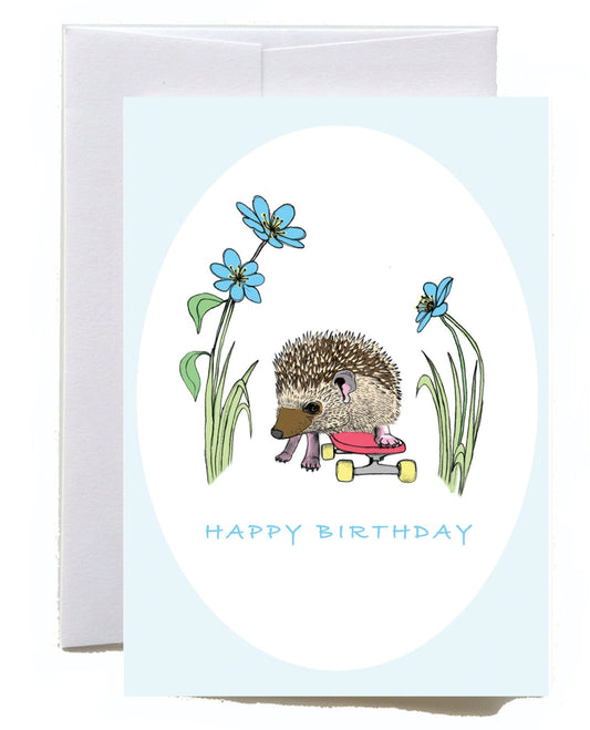 Hedgehog on skateboard greeting card - tuiornottui.com