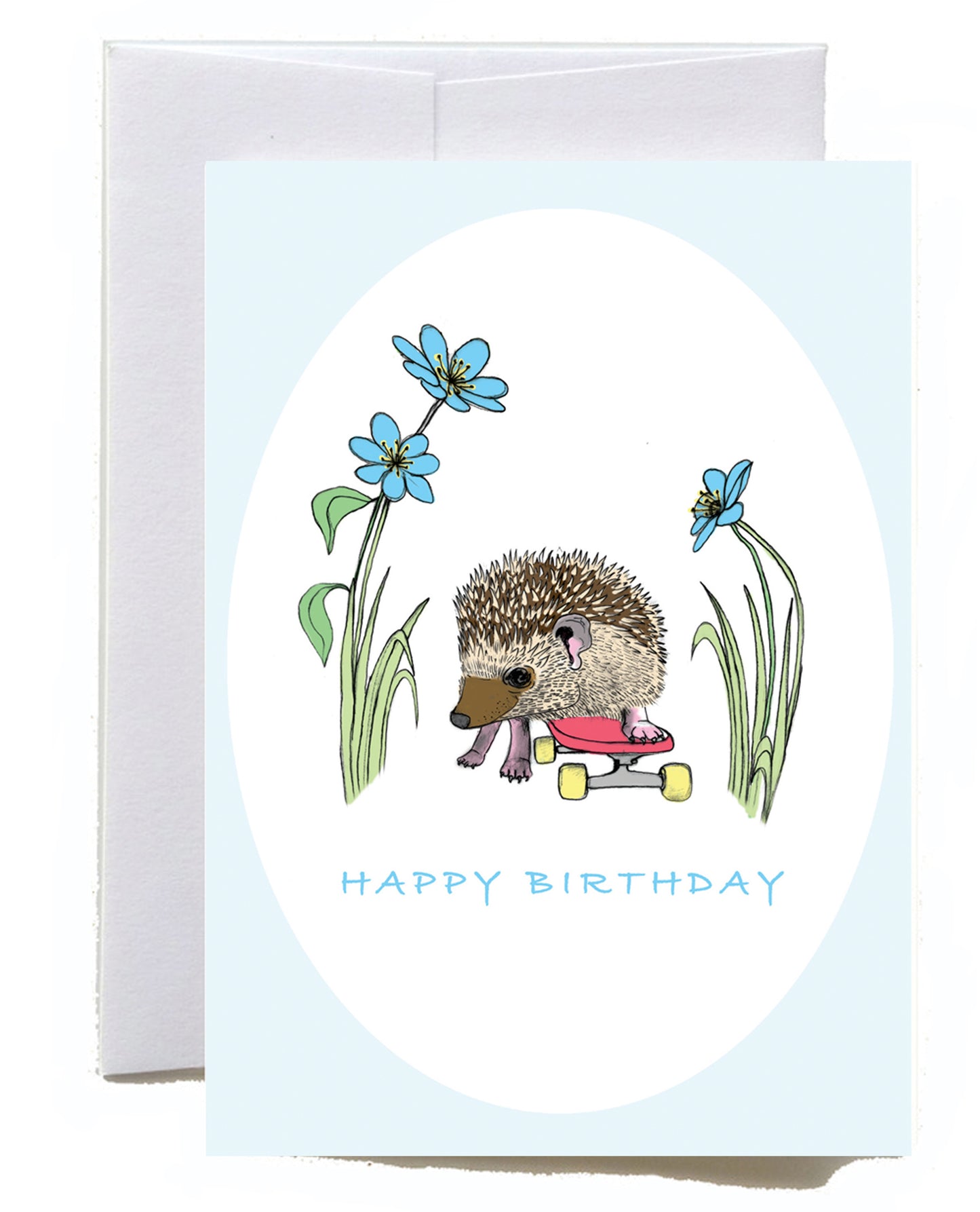 Hedgehog on skateboard greeting card