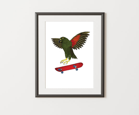 Kea Flip – NZ Native Alpine Parrot Giclée Art Print free shipping - tuiornottui.com