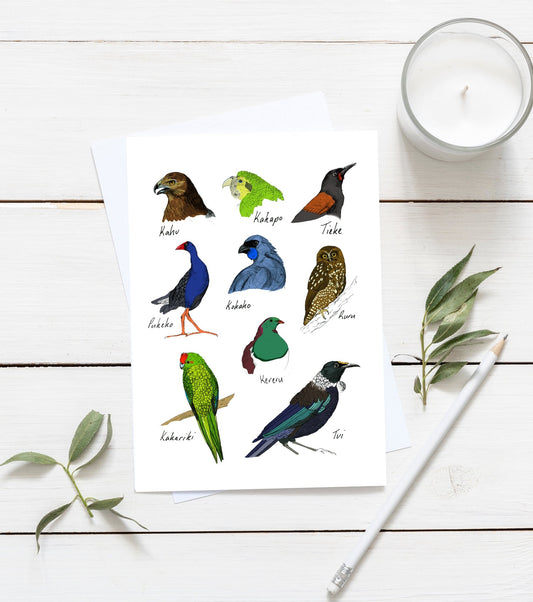 Native New Zealand bird 2 greeting card - tuiornottui.com