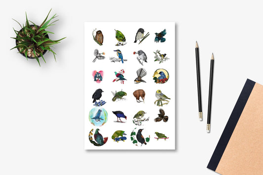 Native New Zealand bird sticker sheet 1 - free shipping - tuiornottui.com