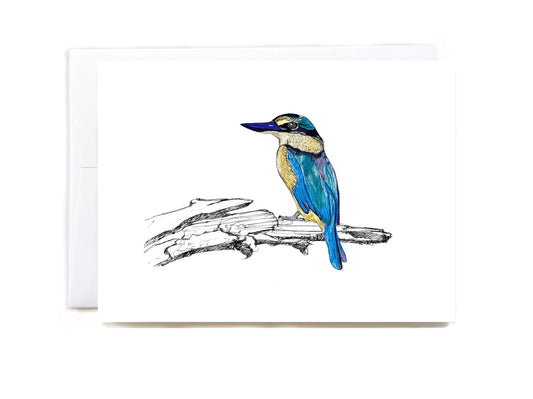 New Zealand Kotare (Kingfisher) greeting card - tuiornottui.com