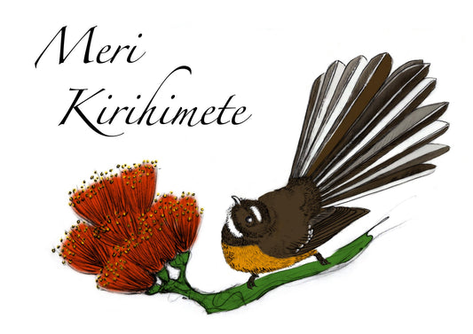 Pīwakawaka Christmas card 4 pack - tuiornottui.com