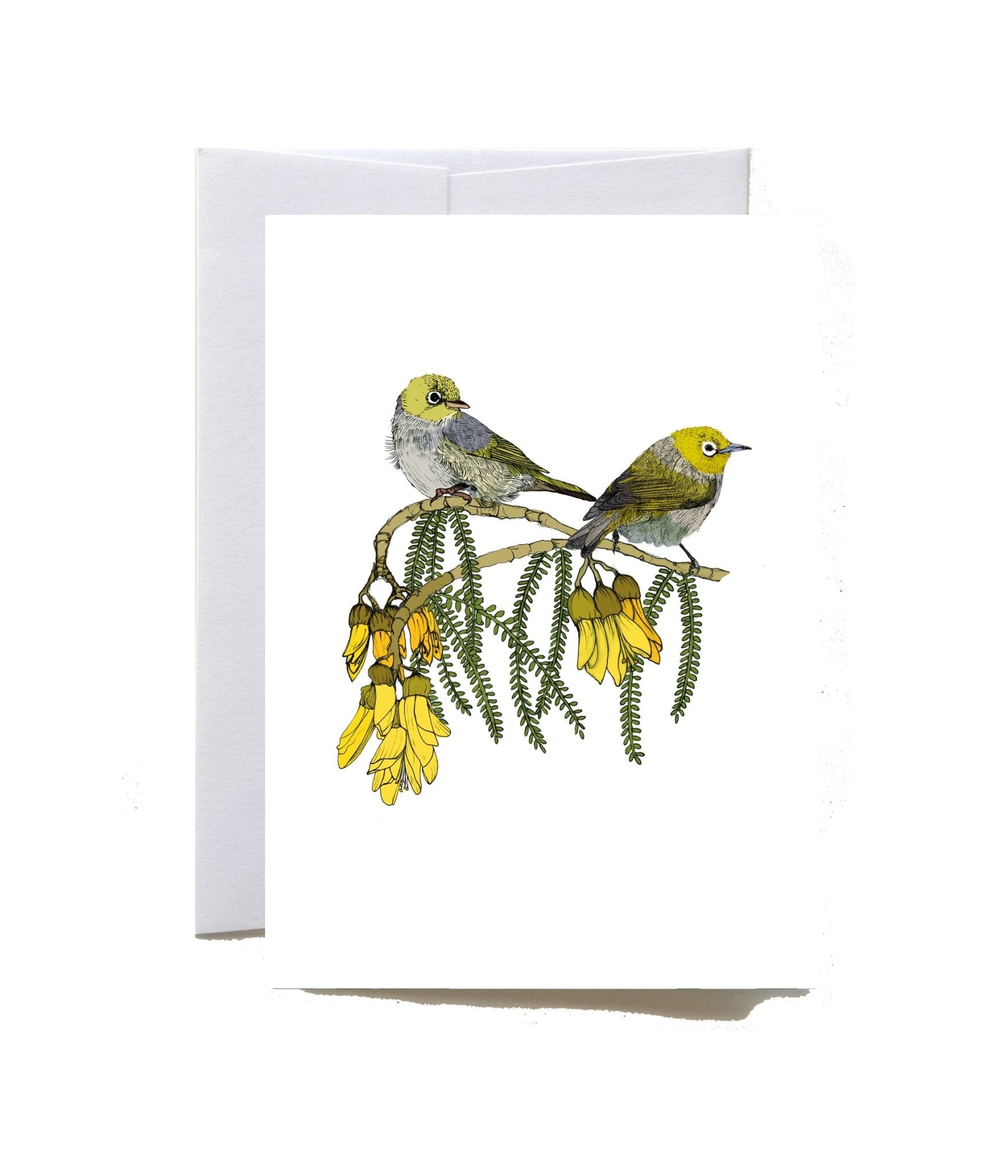 Tauhou (Silvereye) greeting card - tuiornottui.com