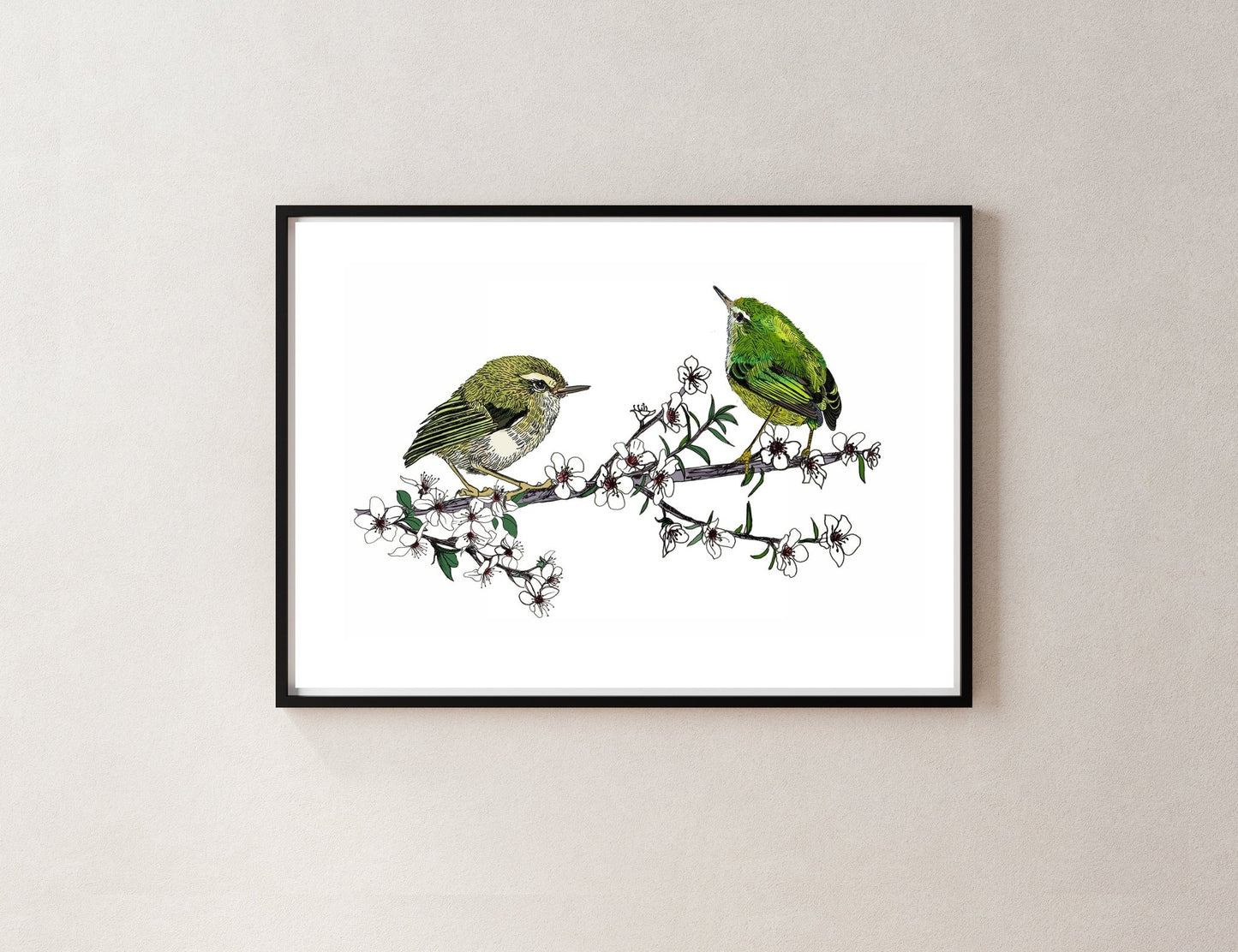 Tītipounamu & Mānuka – NZ Native Bird & Botanical Giclée Art Print - tuiornottui.com