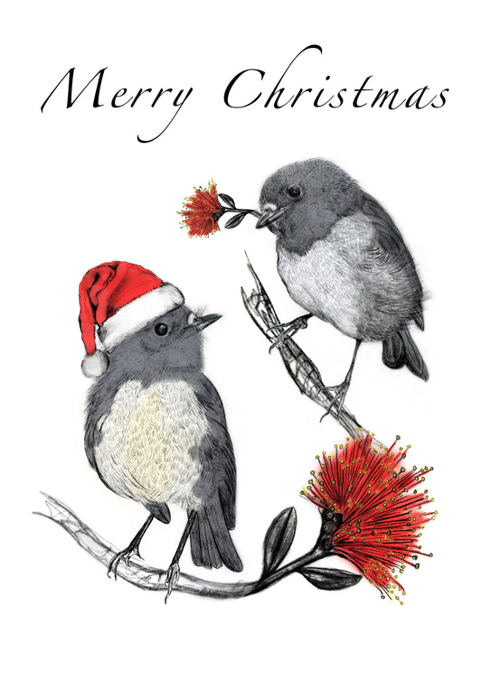 NZ Christmas Robin card 4 pack